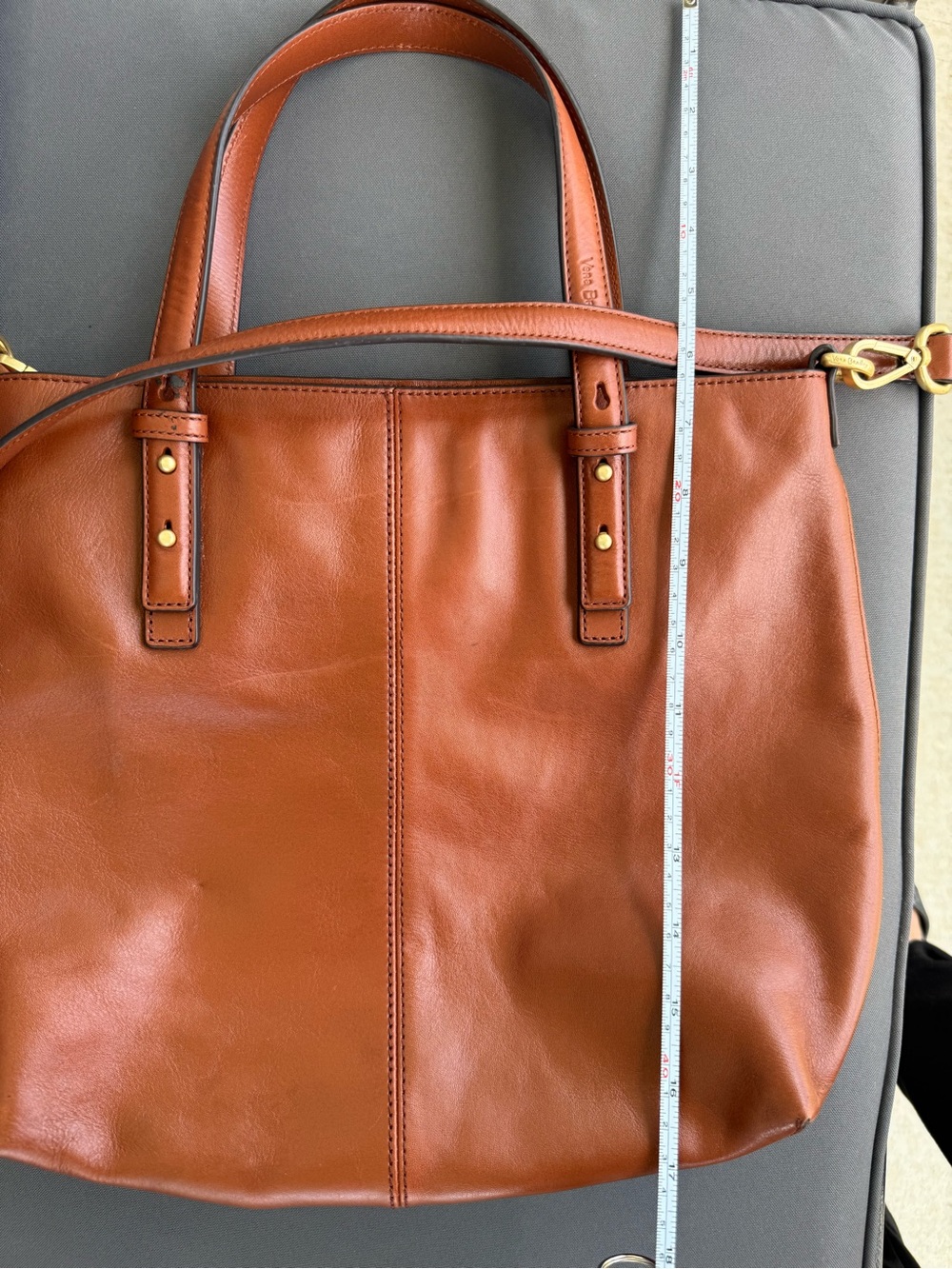 Vera Bradley Warm Cognac Brown Leather Shoulder Tote